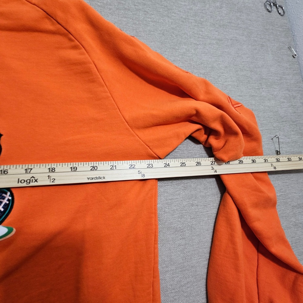 BKYS Sweatshirt 2XL Orange Embroidered Teddy Bear Rose Striped Trim Crewneck - Picture 9 of 9